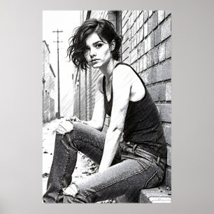 Junge Brünette Poster