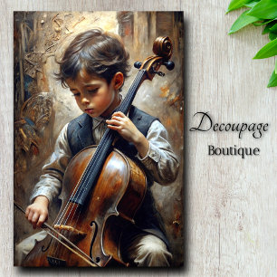 Junge Cellistin Decoupage Seidenpapier