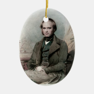Junge Charles Darwin-Porträt-Oval-Verzierung Keramik Ornament