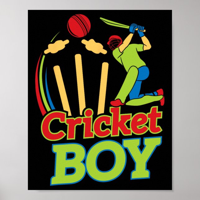Junge Cricket-Spieler-Design für Athleten - Cricke Poster (Vorne)