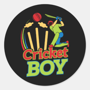 Junge Cricket-Spieler-Design für Athleten - Cricke Runder Aufkleber