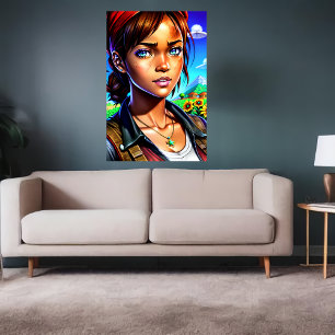 Junge Dame auf dem Bauernhof   Art der AI Poster