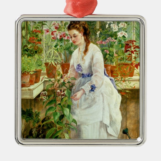 Junge Dame in einem Konservatorium Silbernes Ornament (Vorne)