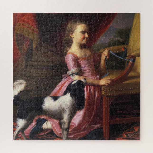 Junge Dame mit einem Vogel und Hund (Singleton Cop Puzzle (Vertikal)
