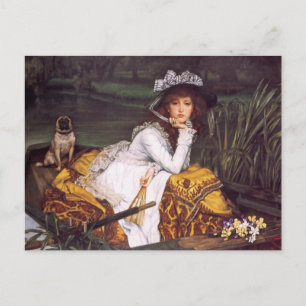 Junge Dame und ihr Mops im Boot von James Tissot Postkarte