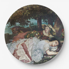 Junge Damen am Seine-Ufer (Sommer) Pappteller