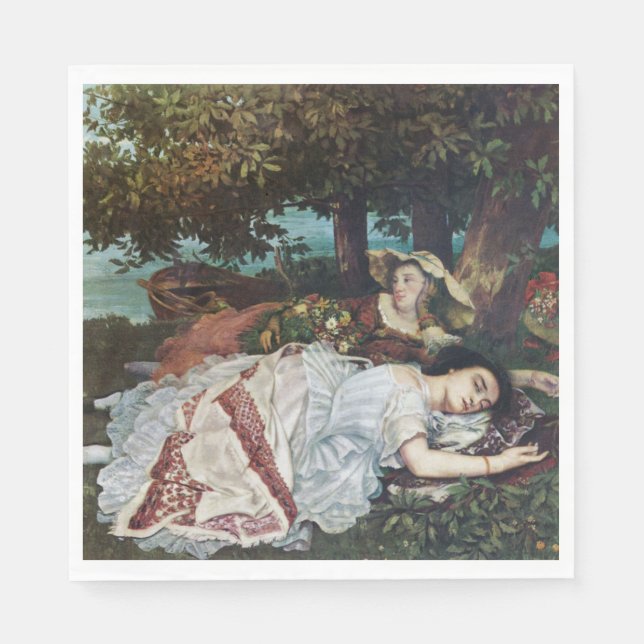 Junge Damen am Seine-Ufer (Sommer) Serviette (Vorderseite)