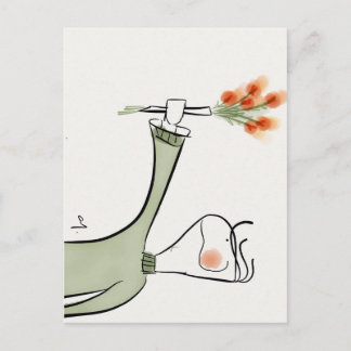 Junge, der Blume anbietet Postkarte