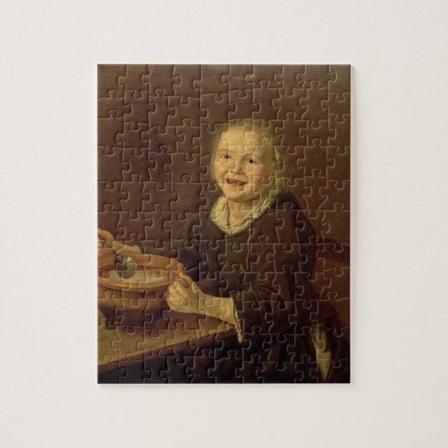 Junge, der Brei (Öl, isst auf Leinwand) Puzzle (Vertikal)