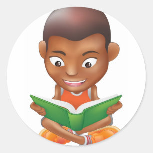 Junge, der ein Buch liest Runder Aufkleber