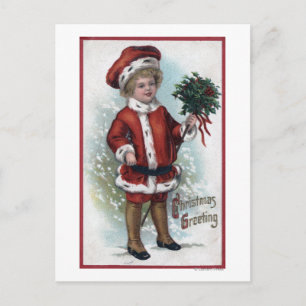 Junge, der ein Buschel der Heiligen hält Postkarte