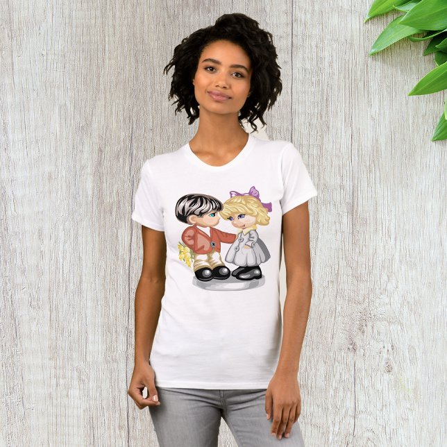 Junge, der eine Girl-Blume gibt Frauen T - Shirt (Von Creator hochgeladen)