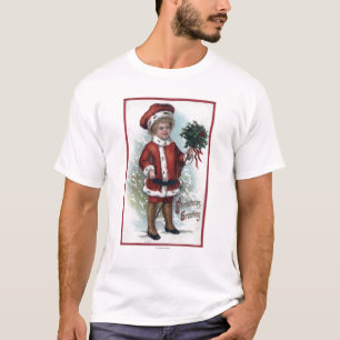 Junge, der einen Scheffel Stechpalme hält T-Shirt