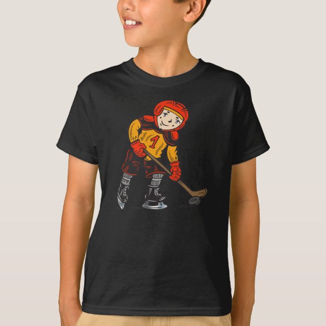 Junge, der Hockey spielt T-Shirt (Vorderseite)