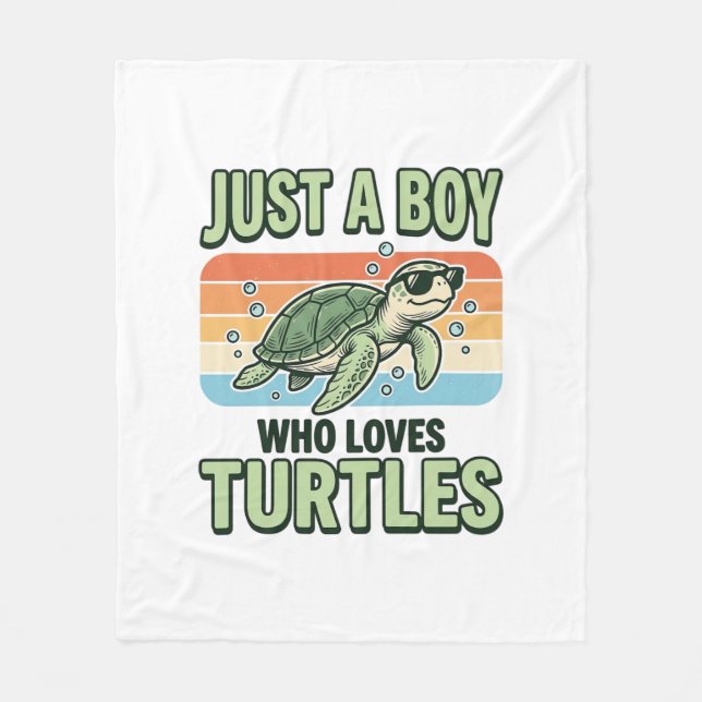 Junge, der Schildkröten liebt Vintage-Stich-Design Fleecedecke (Vorderseite)
