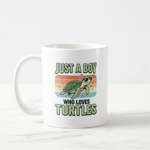 Junge, der Schildkröten liebt Vintage-Stich-Design Kaffeetasse