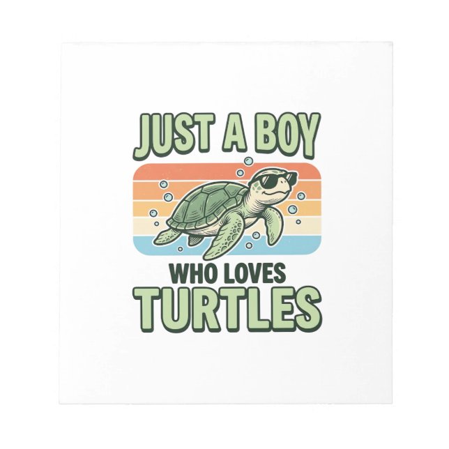 Junge, der Schildkröten liebt Vintage-Stich-Design Notizblock (Vorderseite)