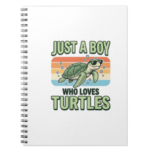 Junge, der Schildkröten liebt Vintage-Stich-Design Notizblock