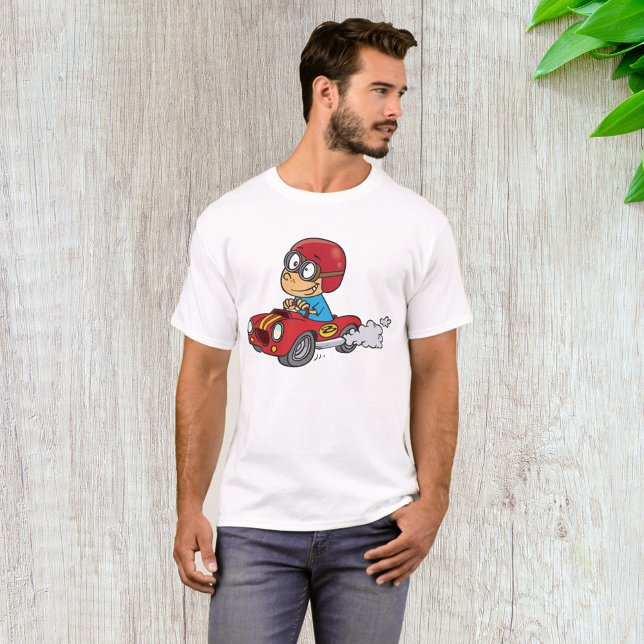 Junge, die Red Race Car fahren T-Shirt (Von Creator hochgeladen)