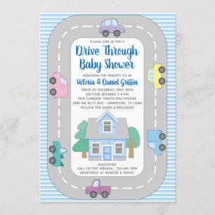 Junge Drive durch Babydusche Einladung
