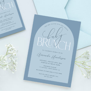 Junge Dusty Blue Baby Brunch Baby Shower-Einladung Einladung