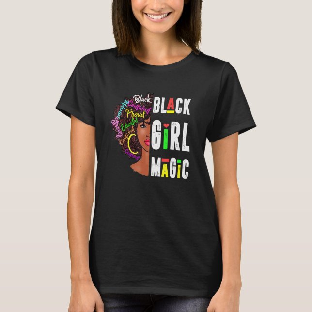 Junge Ed Black Girl Magie und schwarze Geschichte T-Shirt (Vorderseite)