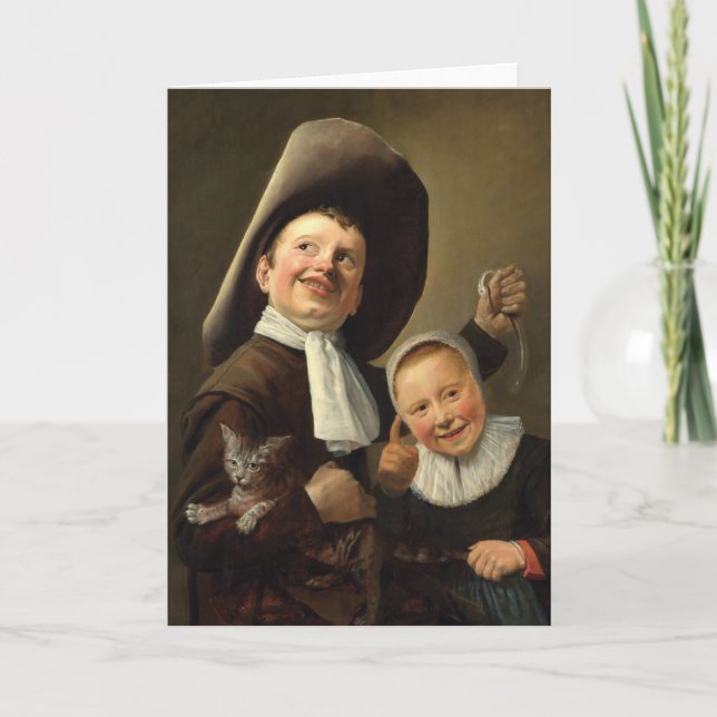 Junge, Eel, Mädchen und Katze von Judith Jans Leys Karte (Vorderseite)