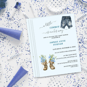 Junge eine kleine Cowboy Boots Blue Floral Baby Du Einladung