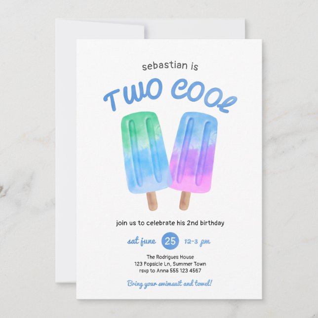 Junge Eisstiel Sommer 2. Geburtstag Einladung (Vorderseite)