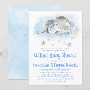 Junge-Elefanten-Virtual-Baby-Shower-Einladung Einladung