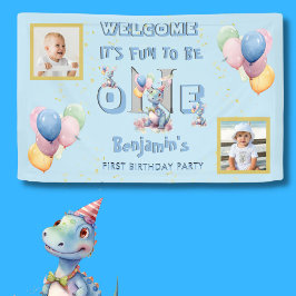 Junge erste Geburtstag Fun One Dinosaurier Banner