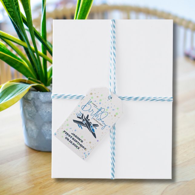 Junge erste Geburtstag Jet Fighter Flugzeug Blue W Geschenkanhänger (Von Creator hochgeladen)