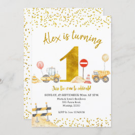 Junge erste Geburtstagsbau Geburtstag Einladung