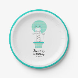 Junge erste GeburtstagsGiraffe Papierplatte Pappteller