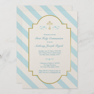 Junge Erste Heilige Kommune Einladung Blaue Streif
