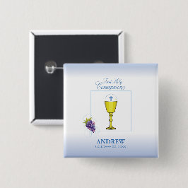 Junge Erste Kommune, Chalice mit Gastgeber und Tra Button