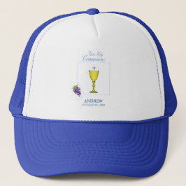Junge Erste Kommune, Chalice mit Gastgeber und Tra Truckerkappe