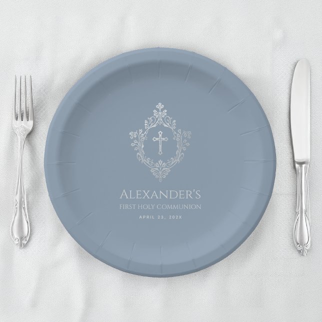 Junge Erste Kommunion Dusty Vintages Wappen Kreuz Pappteller (Von Creator hochgeladen)