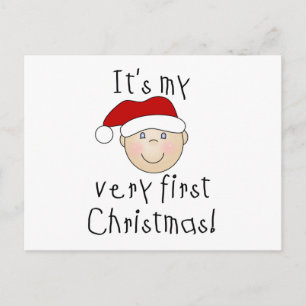 Junge, es ist mein allererstes Weihnachts-Shirt un Feiertagspostkarte