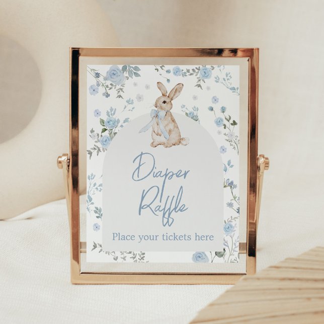 Junge etwas Bunny Baby Duschdusche Windeln Raffle Poster (Blue Some Bunny Baby Shower Diaper Raffle Sign)
