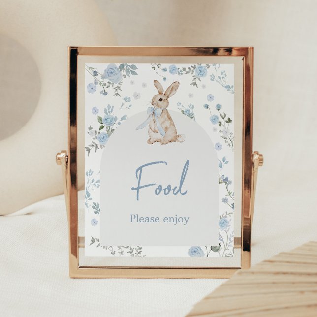 Junge etwas Sonnendusche Poster (Blue Some Bunny Baby Shower Food Sign)