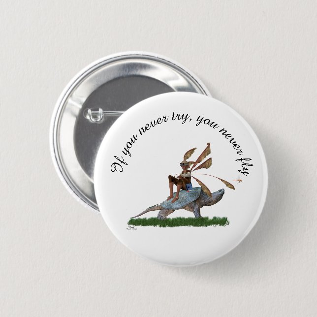 Junge Fairy reiten auf Schildkröte Button Button (Vorne & Hinten)