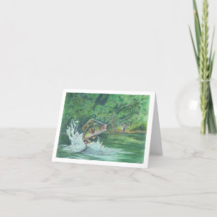 Junge fängt eine Fischnotierkarte Dankeskarte