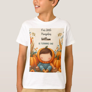 Junge Farm kids unser kleiner Kürbis, der einen um T-Shirt