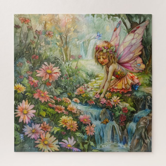 Junge Fee mit Blumen Puzzle (Vertikal)