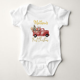 Junge First Christmas Red Truck Baby Bodysuit Baby Strampler