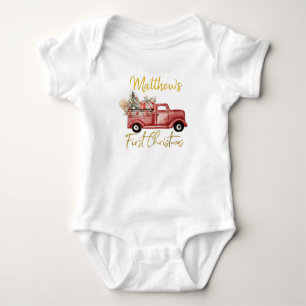 Junge First Christmas Red Truck Baby Bodysuit Strampler