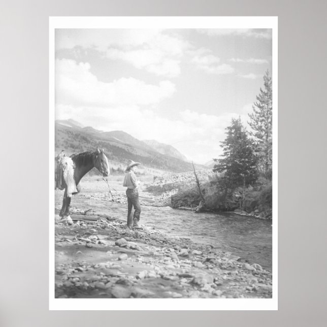 Junge fliegen angeln. poster (Vorne)