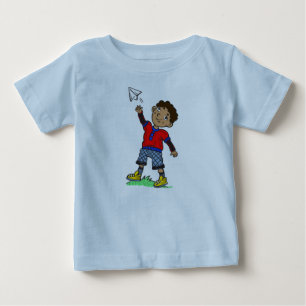 Junge fliegende Papierflugzeuge Baby T-shirt