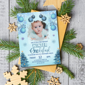 Junge Foto Winter Wunderland für Junge Einladung